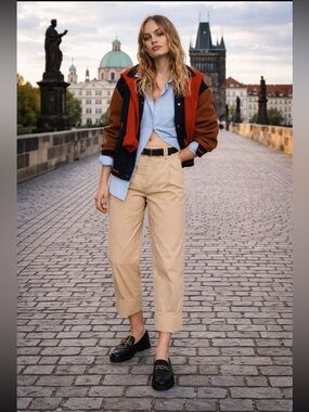 Anthropologie High-Cuff Chino Pants size 4.